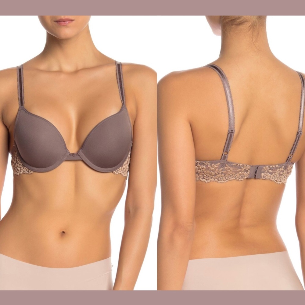 NWT Wacoal [ 32D US ] Embrace Lace Push-Up Bra‎ in Mocha